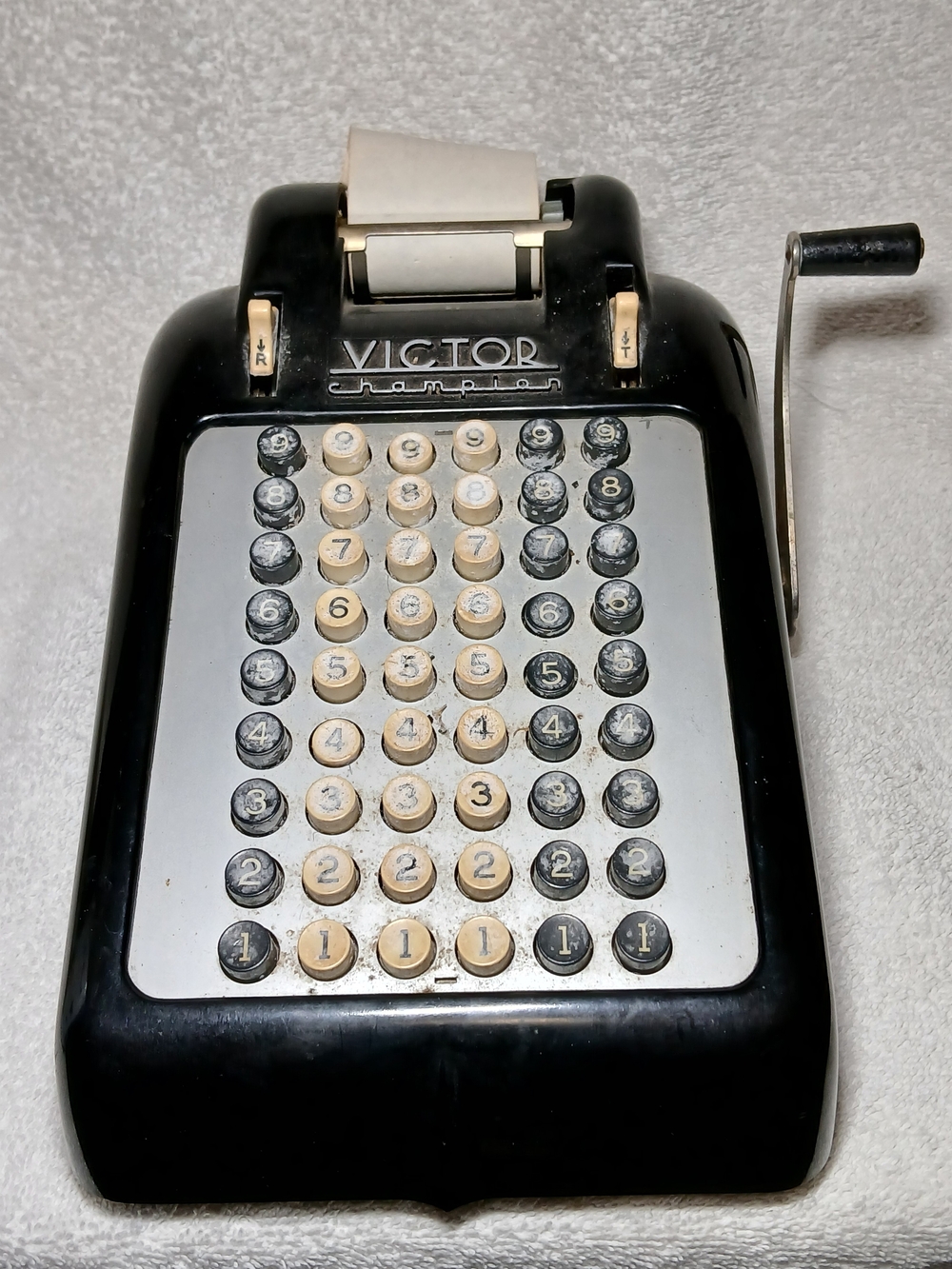 Victor Champion Vintage Adding Machine in Black and Cream